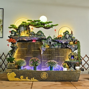 Fontaine cascade artificielle Quanfangyuan avec aquarium, décoration paysagère intérieure et extérieure sur pied - Product Image 4
