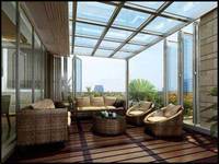 Sunroom de madera personalizado moderno con techo plano impermeable de estilo abierto deslizante hecho de vidrio templado Marco de aleación de aluminio para villas