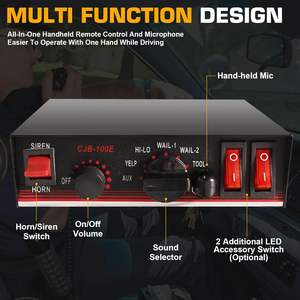 Sistem Sirine Kendaraan Darurat Plastik 150W 108-134dB Sirine Mobil Pemadam Kebakaran/Polisi Mode Yelp/Wail/Hi-Lo Tahan Air IP67 2-Arah - Product Image 2
