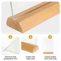 Présentoir double face Présentoir Acrylique Base en bois massif Support de menu Carte publicitaire Décoration de table