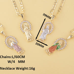 Collar con Colgante <span class=keywords><strong>de</strong></span> <span class=keywords><strong>la</strong></span> <span class=keywords><strong>Virgen</strong></span> Marí<span class=keywords><strong>a</strong></span>, Cadena Figaro Tricolor, Oro <span class=keywords><strong>de</strong></span> 14K, Joyerí<span class=keywords><strong>a</strong></span> Religiosa <span class=keywords><strong>de</strong></span> Moda, <span class=keywords><strong>Virgen</strong></span> <span class=keywords><strong>de</strong></span> <span class=keywords><strong>Guadalupe</strong></span>, Oro Laminado - Product Image 2