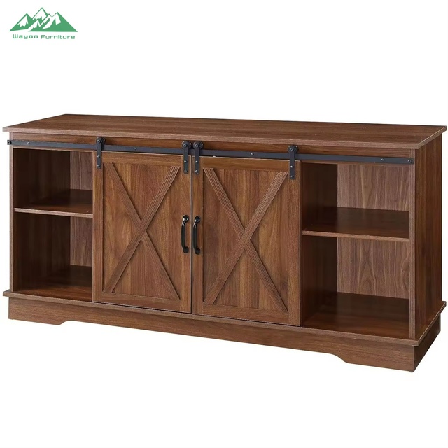 Wayon Modern Panel Wooden TV Stand with Sliding Doors for 60-64 Inch TVs Customizable Color Living Room Furniture