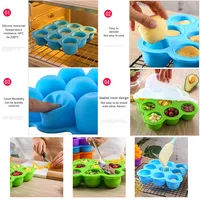9-delige siliconen opbergbak voor babyvoeding - luchtdichte deksel voor babypuree, fruitsnacks & ijsblokjes, vriesbestendig