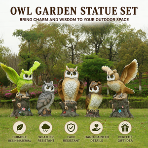 Esculturas de Gran Tamaño de un Grupo de Búhos en Fibra de Vidrio, Estatuas Realistas de Aves y Animales para Jardín Zoológico y Exhibición Pública - Product Image 2
