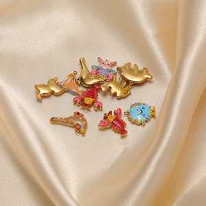 Breloques mignonnes en acier inoxydable plaqué or 18 carats, motifs abeille, petit monstre, écrevisse, oiseau, taupé, chameau, canard, manchoir, pour <span class=keywords><strong>la</strong></span> fabrication de bijoux - Product Image 3