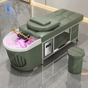 Hair Salon Furniture Back Washing Unit Basin Beauty Shampoo Chair Shampoo Bed Salon Ceramic Leather OEM Customized Steel PVC GUA