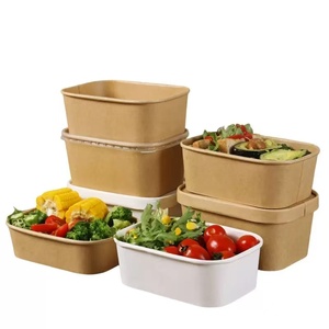 קופסת אוכל חד פעמית מנייר שעווה מלבני עם מכסה עבה לאוכל מהיר, מתאימה לסלטים או ארוחות צהריים. - Product Image 6