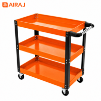 Chariot à outils roulant en acier robuste Airaj à 3 niveaux avec 3 tiroirs 70x35x66cm pour garage, atelier, chariot utilitaire