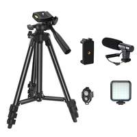 MAMEN Kit de Vlogging para Smartphone, Trípode con Luz LED, Transmisión en Vivo, Micrófono, Kit de Creación de Vídeo, MAMEN, Envío Gratis por Muestra