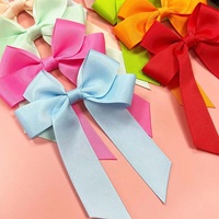 Gros personnalisé fait à la main grands nœuds de ruban gros-grain Boutique accessoires de cheveux avec pince à cheveux longue queue pour les enfants