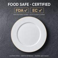 Assiettes plates en porcelaine fine personnalisées avec logo OEM, fournisseur direct d'usine pour hôtels, banquets, traiteurs, marques privées
