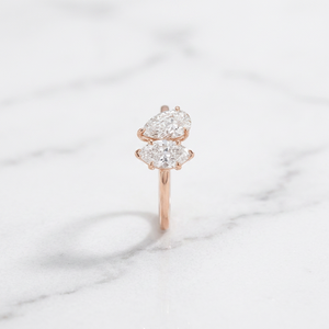 Anillo de Compromiso para Mujer con Diamante Cultivado en Laboratorio, Oro Sólido de 14K, Blanco/Amarillo/Rosa, Corte Pera y Marquesa CVD HPHT, para Regalo de Boda o Fiesta - Product Image 3