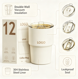 Klassischer Heiß-Kalt Edelstahl 12 oz Doppelwandiger Vakuumisolierter Reise-Kaffeebecher Passend für Getränkehalter - Product Image 3