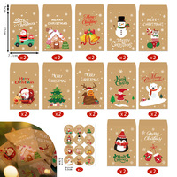 Enveloppe-cadeau en papier kraft brun pour petits bonbons et biscuits, avec étiquettes autocollantes rondes, livraison rapide, Noël 2026