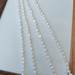 Không thường xuyên Baroque Trắng Nước Ngọt nửa-ngọc trai Strand-Bán nguyên liệu, đầy đủ-khoan, đối với đồ trang sức làm - Product Image 4