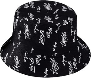 Chapeau Bob Réversible à Large Bord Personnalisable avec Logo Imprimé Lettres Coton Délavé Unisexe Style Japonais Coréen Chapeau de Soleil d'Été Décontracté pour Voyage - Product Image 1