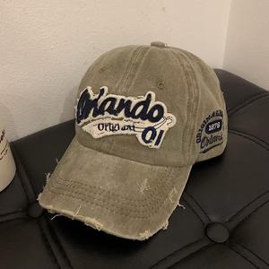 Gorra de Béisbol Retro Desgastada de Algodón Lavado, para Cabezas Grandes, con Efecto Adelgazante en el Rostro, Gorra para Exteriores con Letras Bordadas - Product Image 5