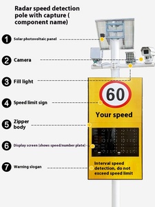 Năng lượng mặt trời Radar xe Đồng hồ tốc độ di động đo lường cho khu vực nhà Máy cảnh báo giao thông Để Tăng Tốc phát hiện đường - Product Image 2