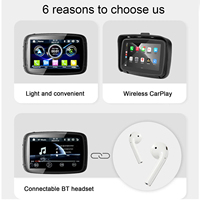 Navigateur GPS portable pour moto avec écran tactile IPS de 5 pouces, Android, étanche IP6X7, sans fil, Android Auto, USB, CarPlay, stéréo, 1 an