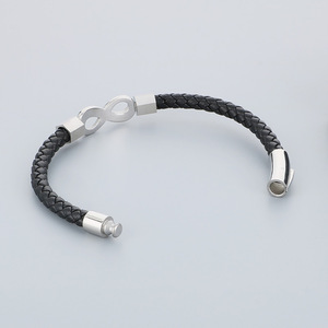 Pulsera de Cuero Trenzado Unisex Negra de 12 mm con Cierre de Gancho de Acero Inoxidable, Brazalete de Moda, Joyería de Regalo - Product Image 4