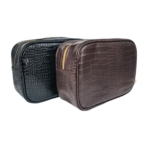 Bolsa de Maquillaje de Piel Sintética con Estampado Animal Personalizado de Royal Fair, Patrón de Cocodrilo, Cebra y Vaca, para Viajes de Lujo, Almacenamiento de Cosméticos y Artículos de Aseo - Product Image 1