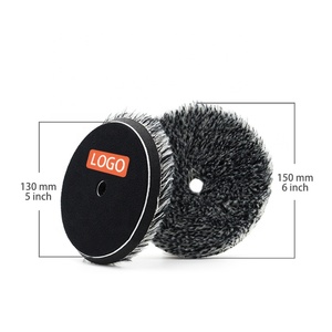 CR japon Offre Spéciale chèvre DA laine tampon de polissage 5 pouces coupe <span class=keywords><strong>voiture</strong></span> soins noir laine tampons de polissage - Product Image 2