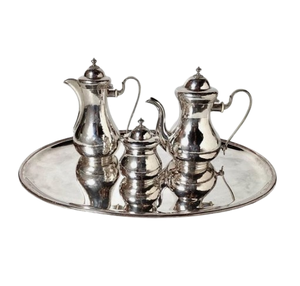 Glossy Finished Intricated Arabic Dallah Stainless Steel Metal <b>Tea</b> <b>Pot</b> <b>Set</b> Catering Serving <b>Tea</b> <b>Set</b> Hotel Restaurant Use - Product Image 1