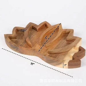 Caja de almacenamiento de cristal de madera transfronteriza con diseño de loto, para llaves, joyas y piedras preciosas, organizador de escritorio - Product Image 1