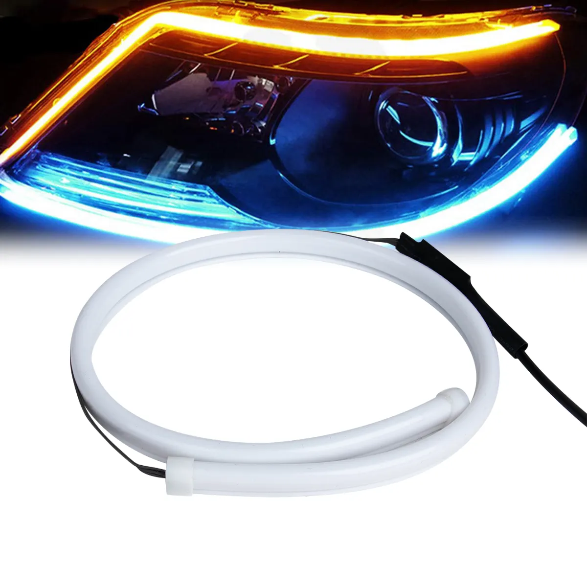 Led Lampjes 12V Auto Dagrijlicht Waterdicht Drl Flexibele Gids Strip Richtingaanwijzer Lampen Auto Led Dagelijkse Verlichting