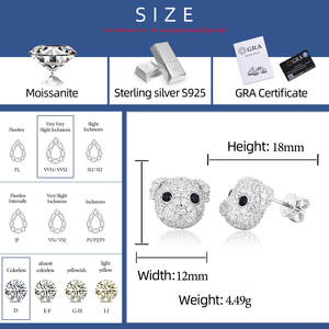 Orecchini a perno con cagnolino, <span class=keywords><strong>in</strong></span> argento sterling 925 placcato oro, con moissanite VVS e diamanti, stile Quiet Luxury, per uomo e donna - Product Image 6