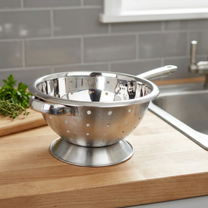Stainless Steel Deep Colander Long Handle Multipurpose Fruit Vegetable Durable Kitchen <b>Strainer</b> Washing Draining Cooking - Product Image 2