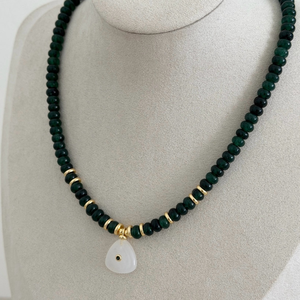 BD-B9212 Collana con Ciondolo in Pietra Naturale Boho, Collana di Perline in <span class=keywords><strong>Acquamarina</strong></span> e Quarzo Fragola, Elegante Collana da Donna per Feste - Product Image 6