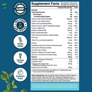 מולטי ויטמינים לגברים 40+ ויטמינים גומי תוסף תזונה מולטי מתיל B12 C ו-D3 ללא גלוטן טבעוני - Product Image 2