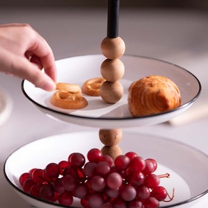 ถาดเสิร์ฟสองชั้นโลหะสีพื้นสำหรับใส่ผลไม้ ตกแต่งบ้านงานแต่ง - Product Image 4