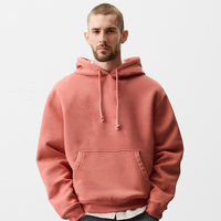 Sweat à capuche personnalisé pour homme avec poche kangourou avant, en molleton épais délavé, coupe oversize, idéal pour impression DIY sur vêtements vierges