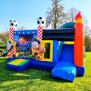 Castillo inflable comercial de fútbol americano con tobogán para niños, casa de brinco inflable con forma de fútbol americano. - Product Image 1