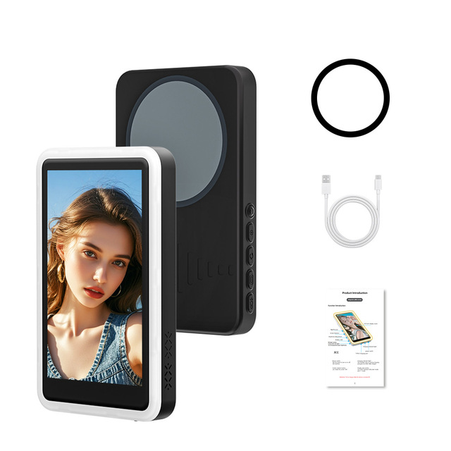 Vlog Selfie Monitor Screen 4k 30fps Bluetooth Remote, Back Camera Monitor Iphone for Selfie Vlog Live Stream TikTok Black