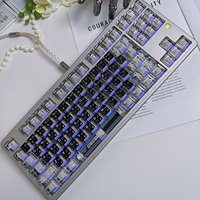 Lot de touches de clavier transparentes grises avec code d'erreur, profil Cherry, impression UV, pour clavier mécanique de jeu, personnalisable DIY