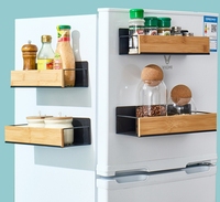Étagère à épices magnétique pour réfrigérateur, étagère de rangement en bois de bambou personnalisée pour l'organisation de la cuisine, rangement domestique, vente en gros OEM