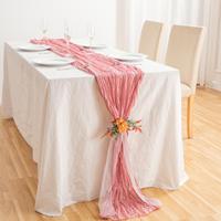 Chemin de Table en Gaze de Coton de 90x180 cm, Chemin de Table Bohème Vintage pour Mariage