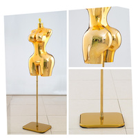 Maniquí de Exhibición de Alta Gama para Boutique, Curvo, Plateado y Dorado, para Vestidos de Tallas Grandes, con Parte Superior del Cuerpo Femenino