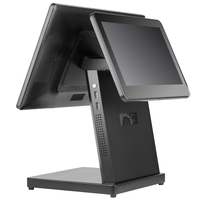 Terminal POS de Doble Pantalla al por Mayor de Fábrica POFX, Pantalla Táctil Principal de 15.6 Pulgadas + Pantalla para Clientes de 11.6 Pulgadas, Lector de Tarjetas MSR, OEM ODM POS