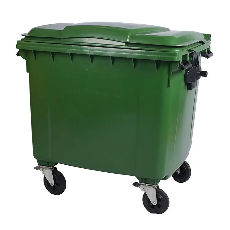 Quality Low Price Plastic Dustbin 1100 Liters Mobile Waste Bin Outdoor Large Waste Container Trash Can With 4 Wheels