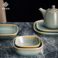 FENN Usine directe Luxe Forme carrée Réaction émaillée Europe Bol en porcelaine Restaurant Bol en céramique pour la maison et la cuisine