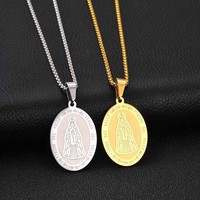 Collier en acier inoxydable Vierge del Valle, pendentif médaille religieuse catholique Vierge Marie, bijoux en gros
