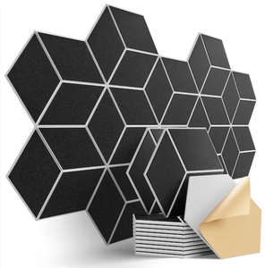 Fabrika kaynağı 3D Polyester keçe akustik döşeme KTV sinema stüdyo duvar dekorasyon kumaşı altıgen ses geçirmez kurulu Aku fayans - Product Image 2