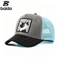 Gorra Trucker de Malla Personalizada con Parche de Perro Boxer, Visera Curva Ajustable, 5 Paneles, Casual, Unisex, Moda, Ciclismo, Aire Libre, Primavera