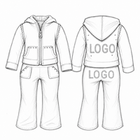 Ensemble de survêtement rose en velours personnalisé avec capuche, veste à logo décorée de perles et pantalon évasé pour poupée de mode de 18 pouces