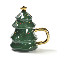 Mug à café en céramique écologique durable et créatif, arbre de Noël, grande capacité, cadeau de Noël personnalisable