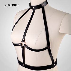 Harnais en cuir PU punk BDSM pour femmes, <span class=keywords><strong>cage</strong></span> de soutien-gorge, dispositif de retenue, taille unique, lingerie de poitrine réglable, exercices de Kegel - Product Image 2